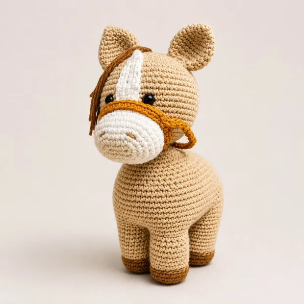 Amigurumi de cavalinho feito à mão em crochê