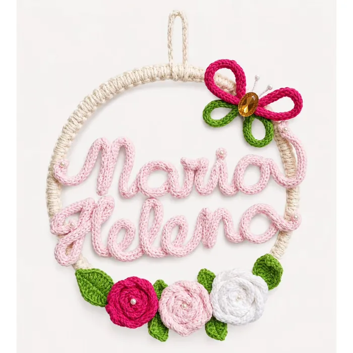 Nome em crochê feito à mão para decoração